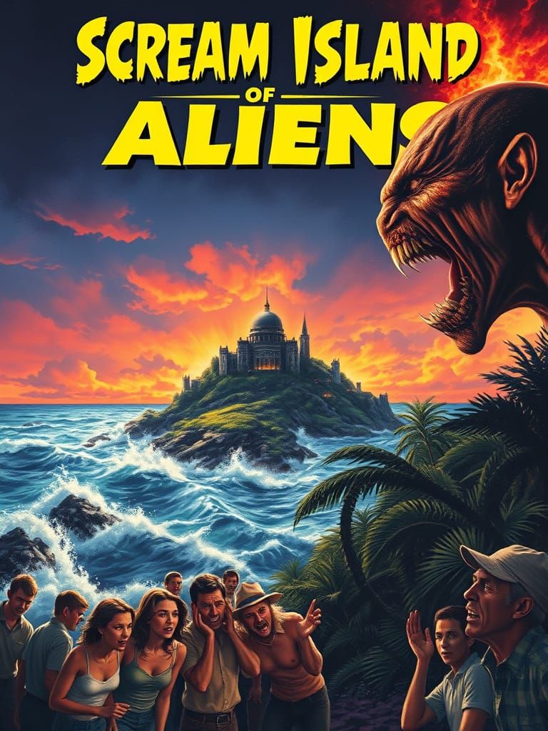 Surreal 50s Sci-Fi Horror Movie Poster in Vibrant Colors