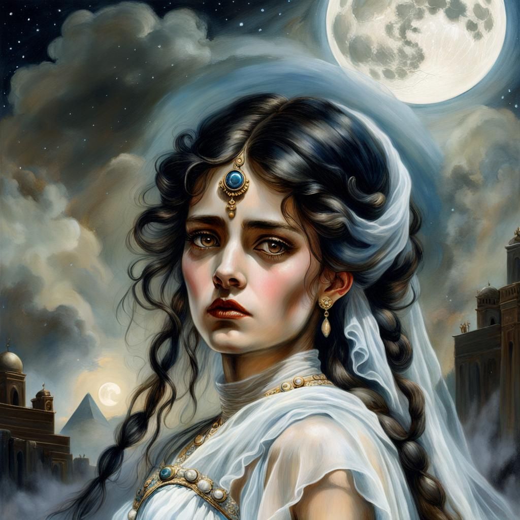 Victorian Woman in Egypt, Art Nouveau Portrait