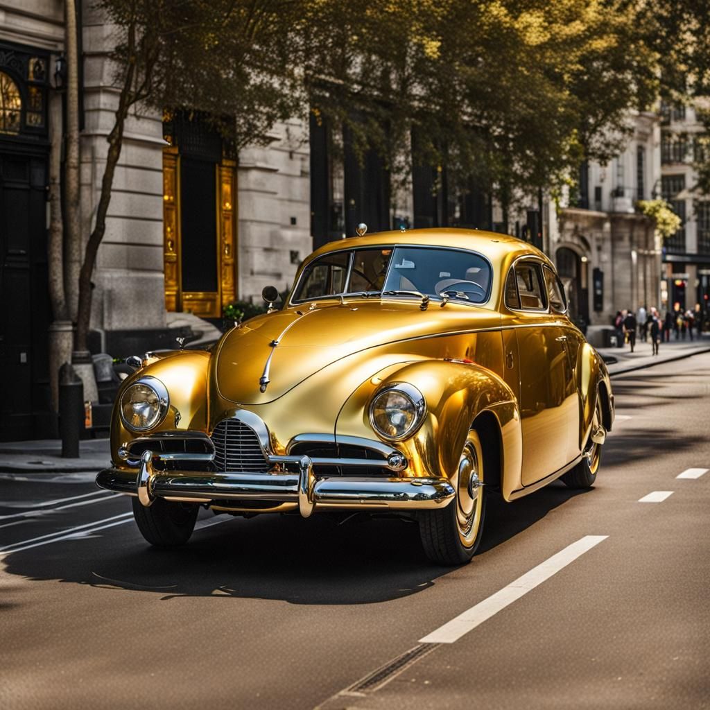 Opulent Gold Car Generated by AI