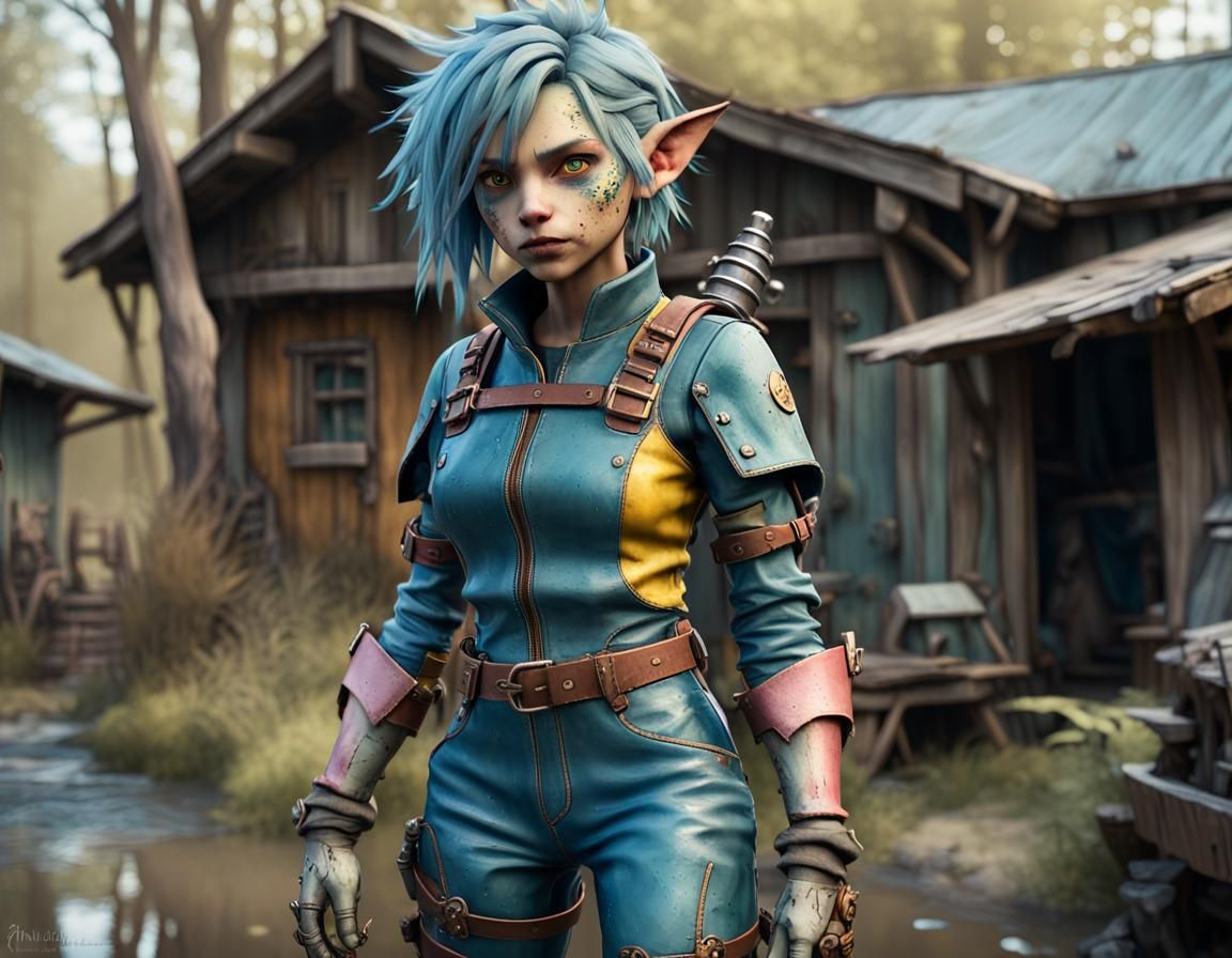 Goblin Hybrid in Submerged Village: Hyperrealistic Digital A...