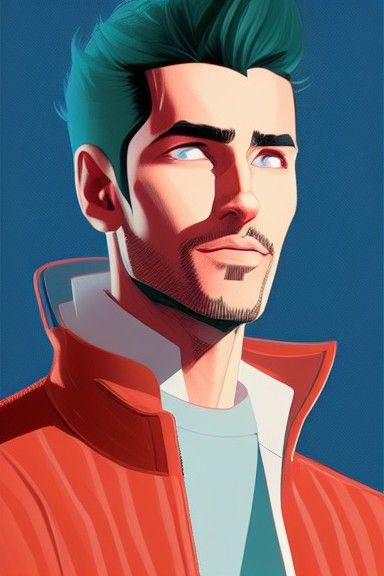 Portrait of Handsome Man in Comic Book Style