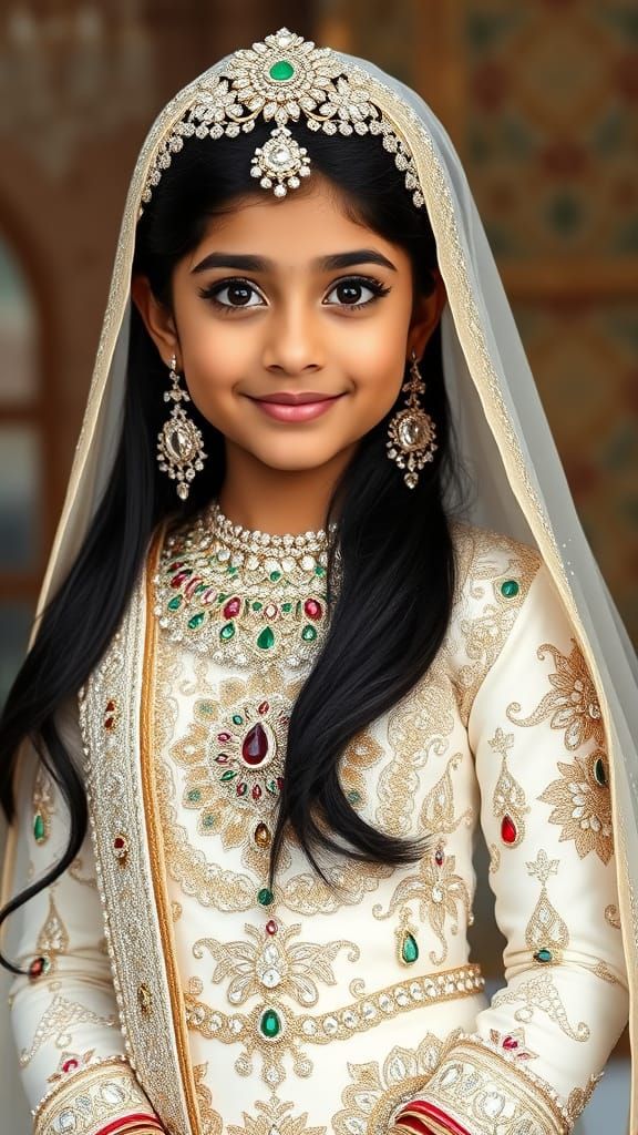 Regal Islamic Princess in Majestic Bridal Gown