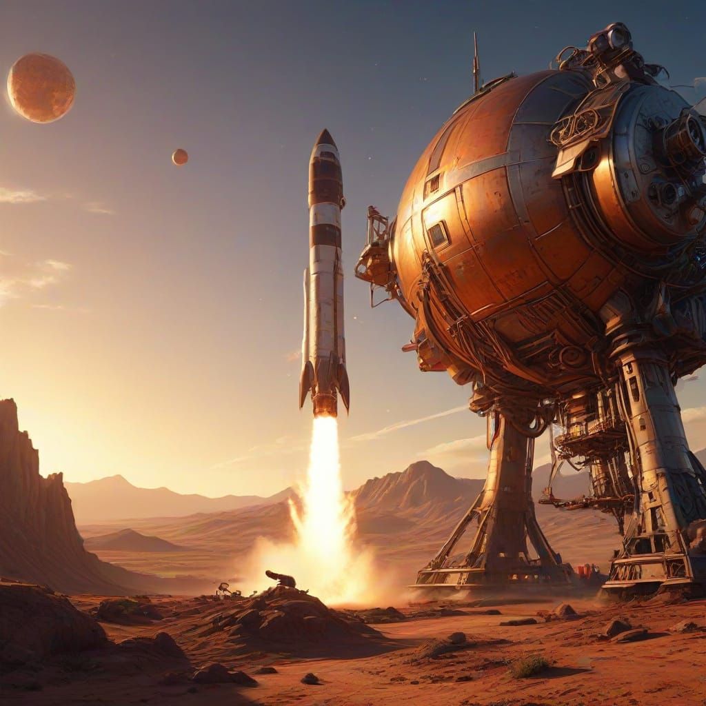 Steampunk Rocket Lands on Alien Planet in Hyper-Realistic Sc...