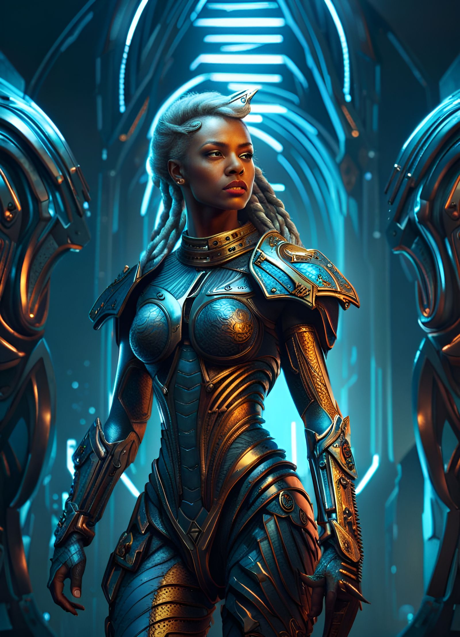 Futuristic Warrior Woman Concept Art in 8K