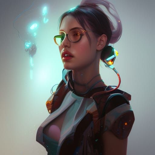 Cyberpunk Girl Portrait in Hyperdetailed Lighting