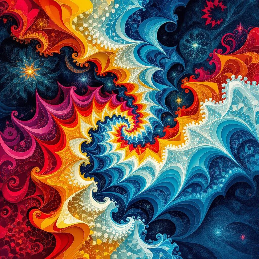 Fractals and Waveforms Collide in Futuristic Geometric Style