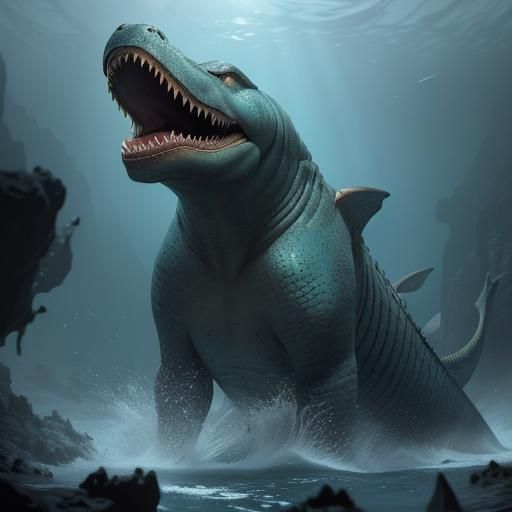 Mosasaur Demon Showdown in Mariana Trench