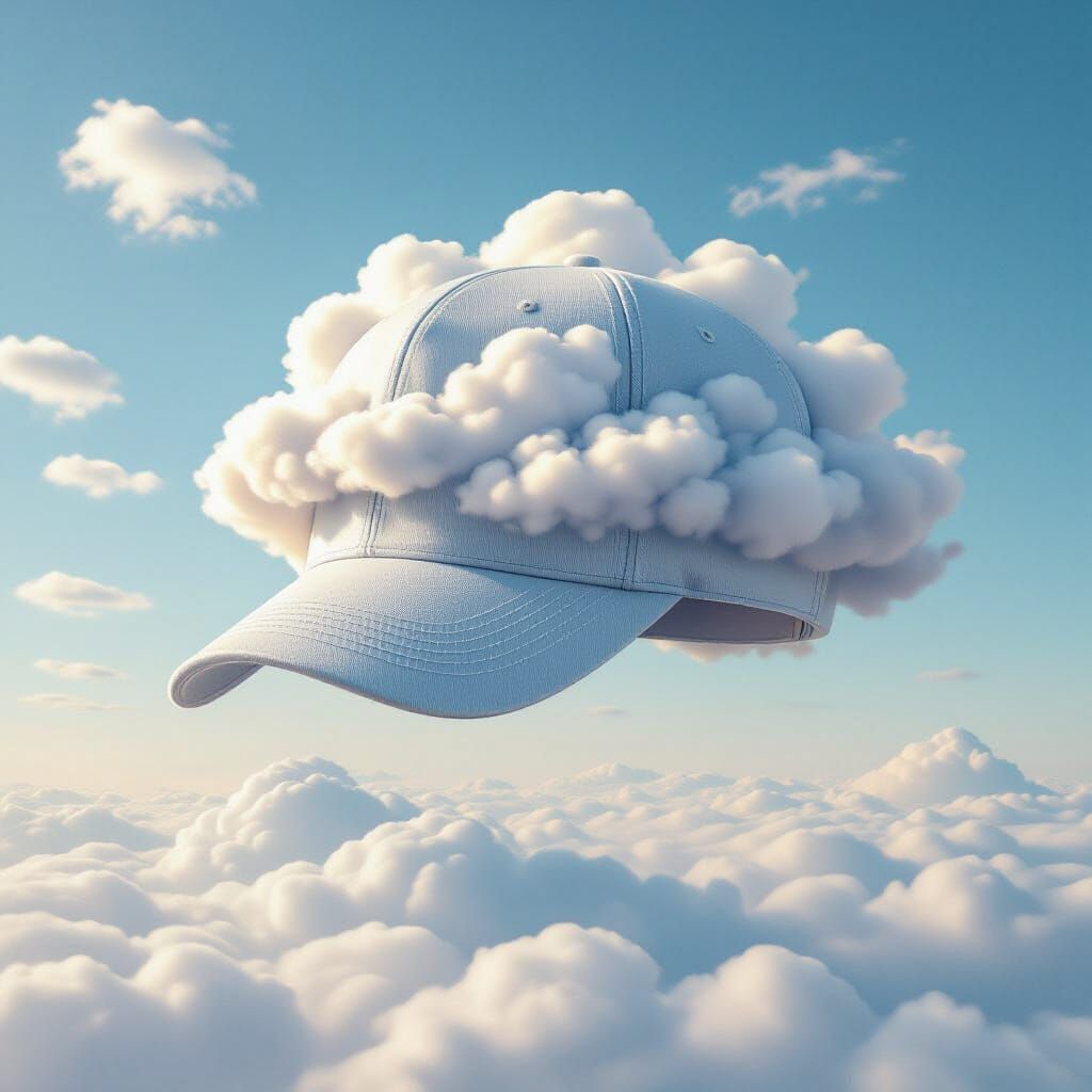 Whimsical Cloud Cap Floating in Sky