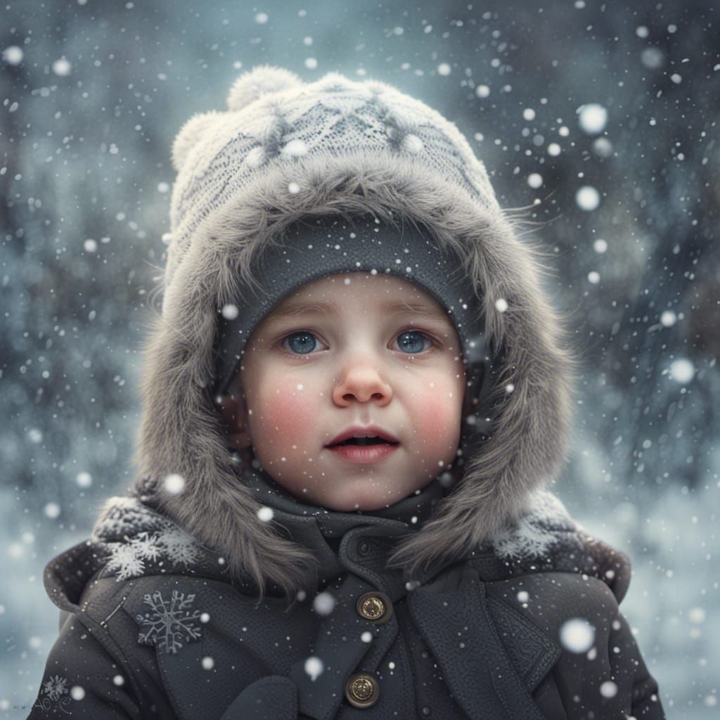 Joyful Toddler Portrait in Winter Snow