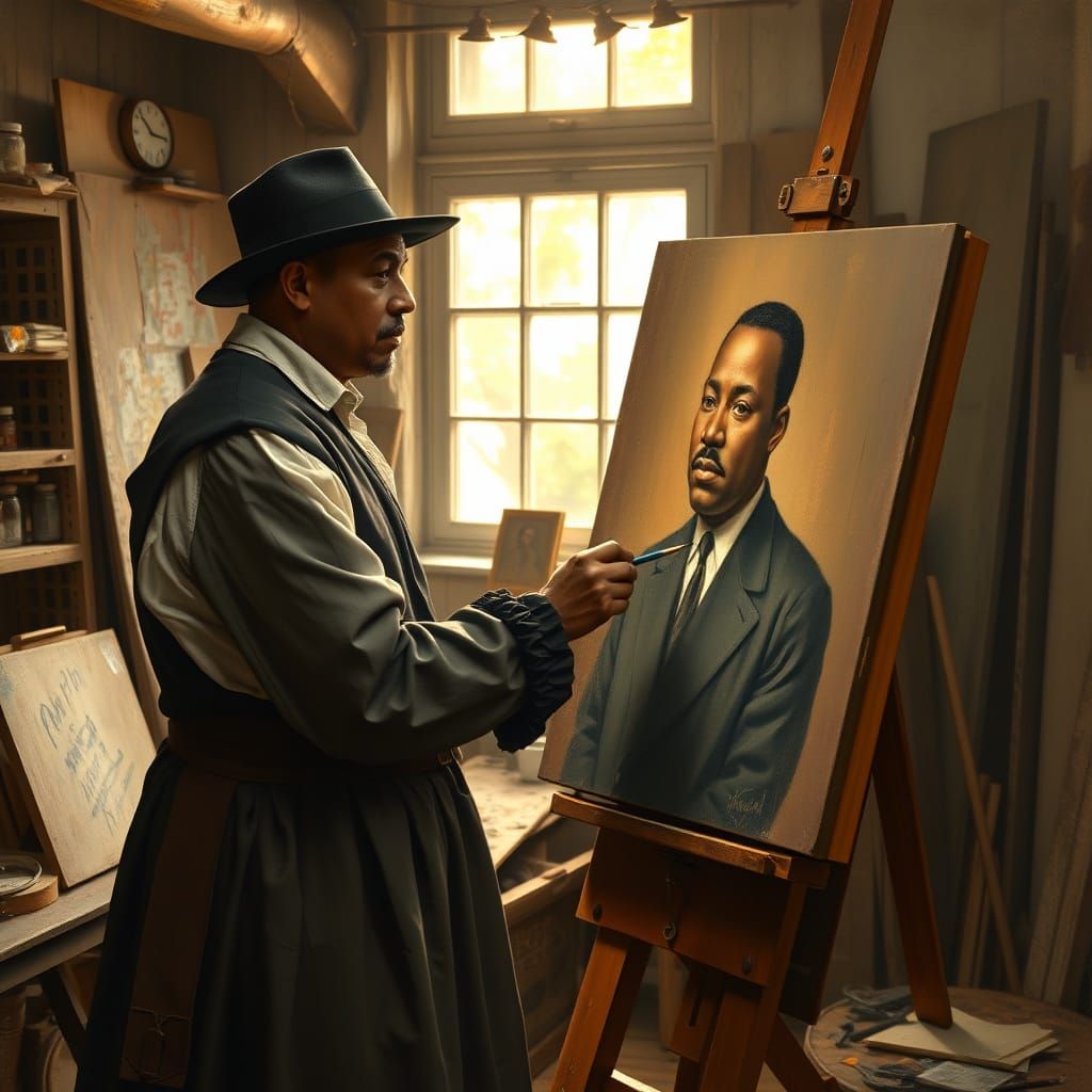17th-Century Painter Renders Martin Luther King in Oil on Wo...