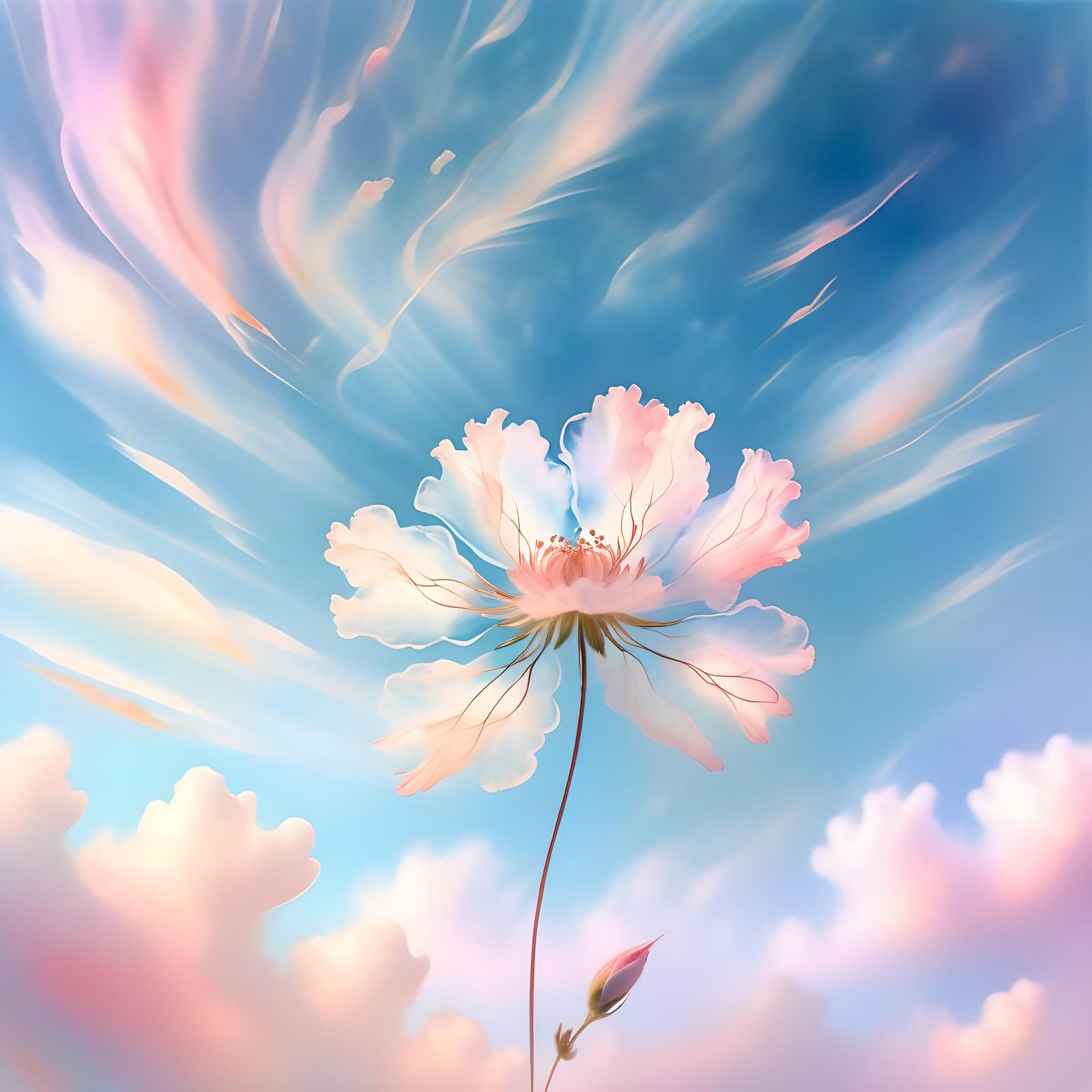 Ethereal Cloud Flower Floating in the Sky