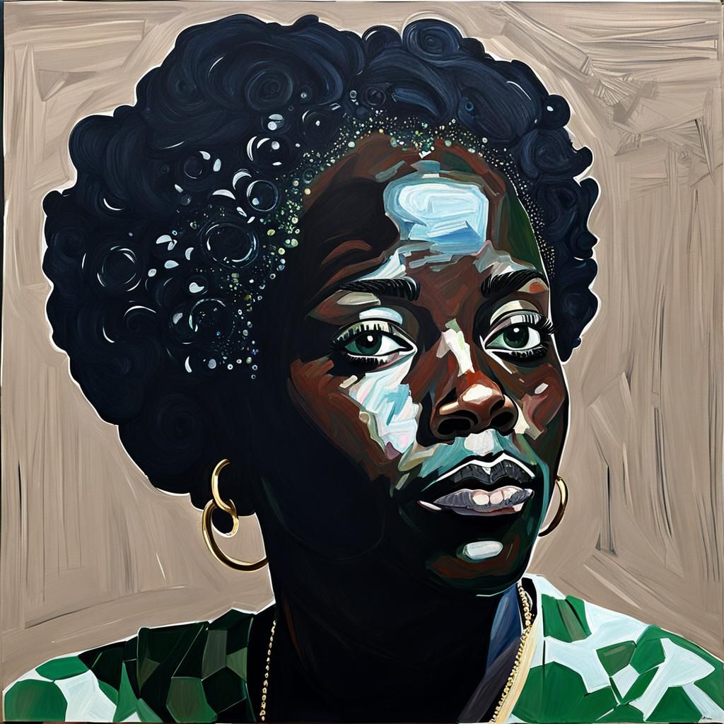 Woman portrait inspired by Kerry James Marshall