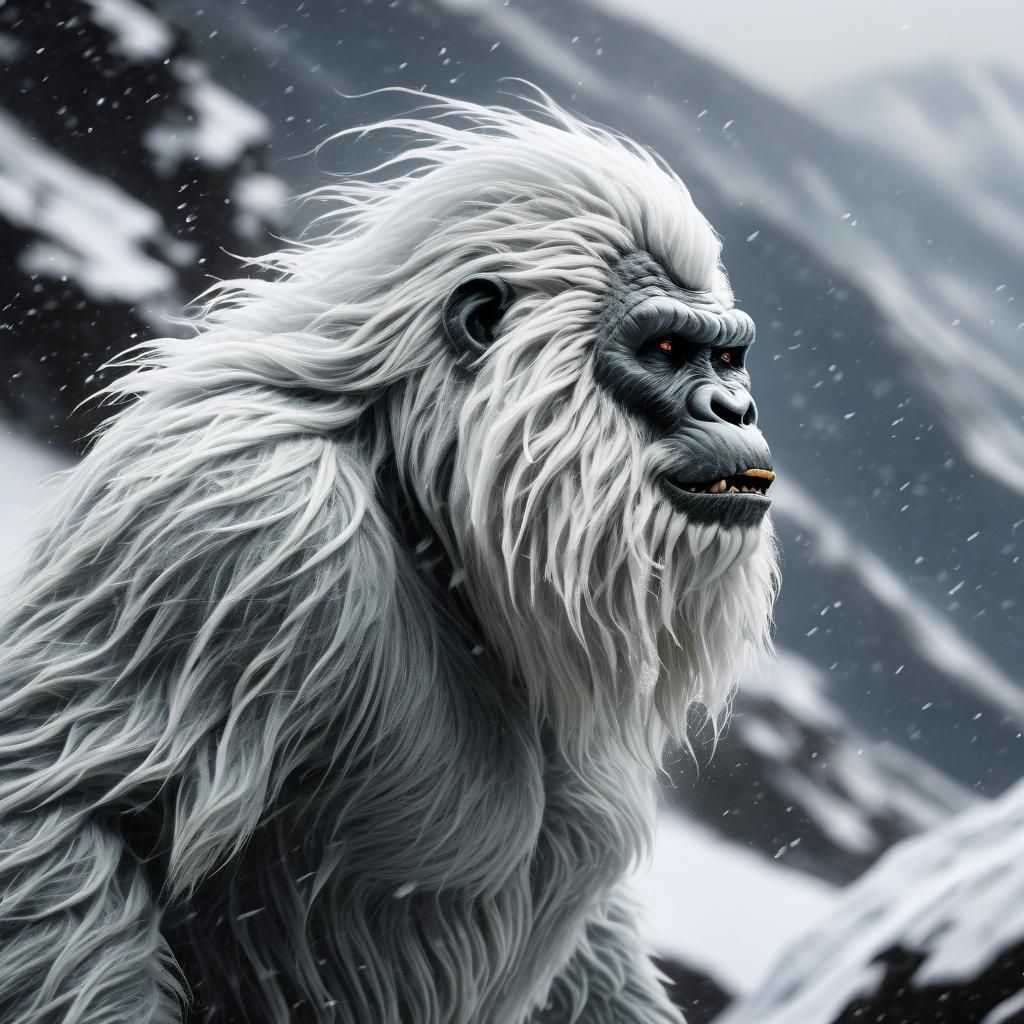 Majestic Yeti Caught in a Snowy Glimpse