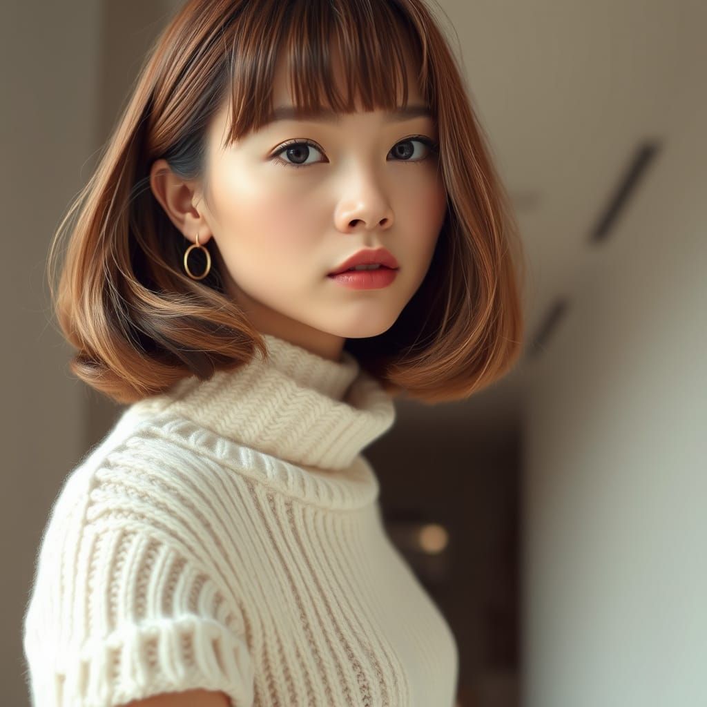 Ethereal Woman in Conservative Chic Outfit