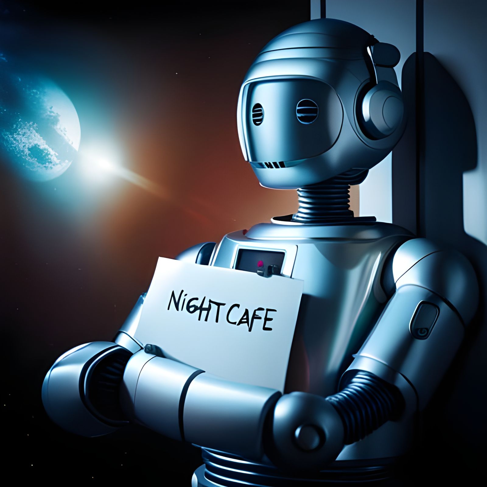 Retro Robot Napping with NightCafe Sign
