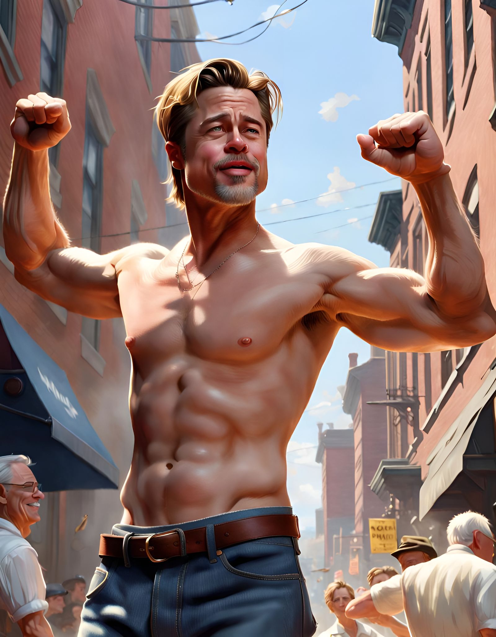 Brad Pitt Shirtless: Detailed 3D Digital Art