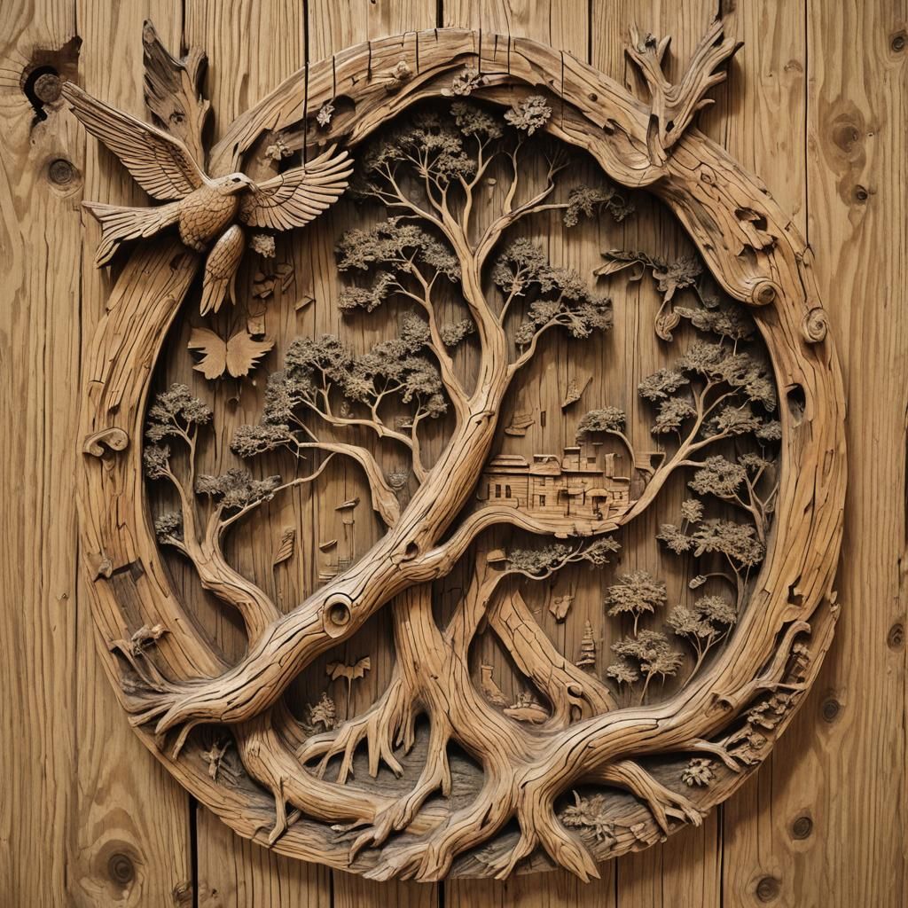 Knotty Pine Carving of East Texas Bayou