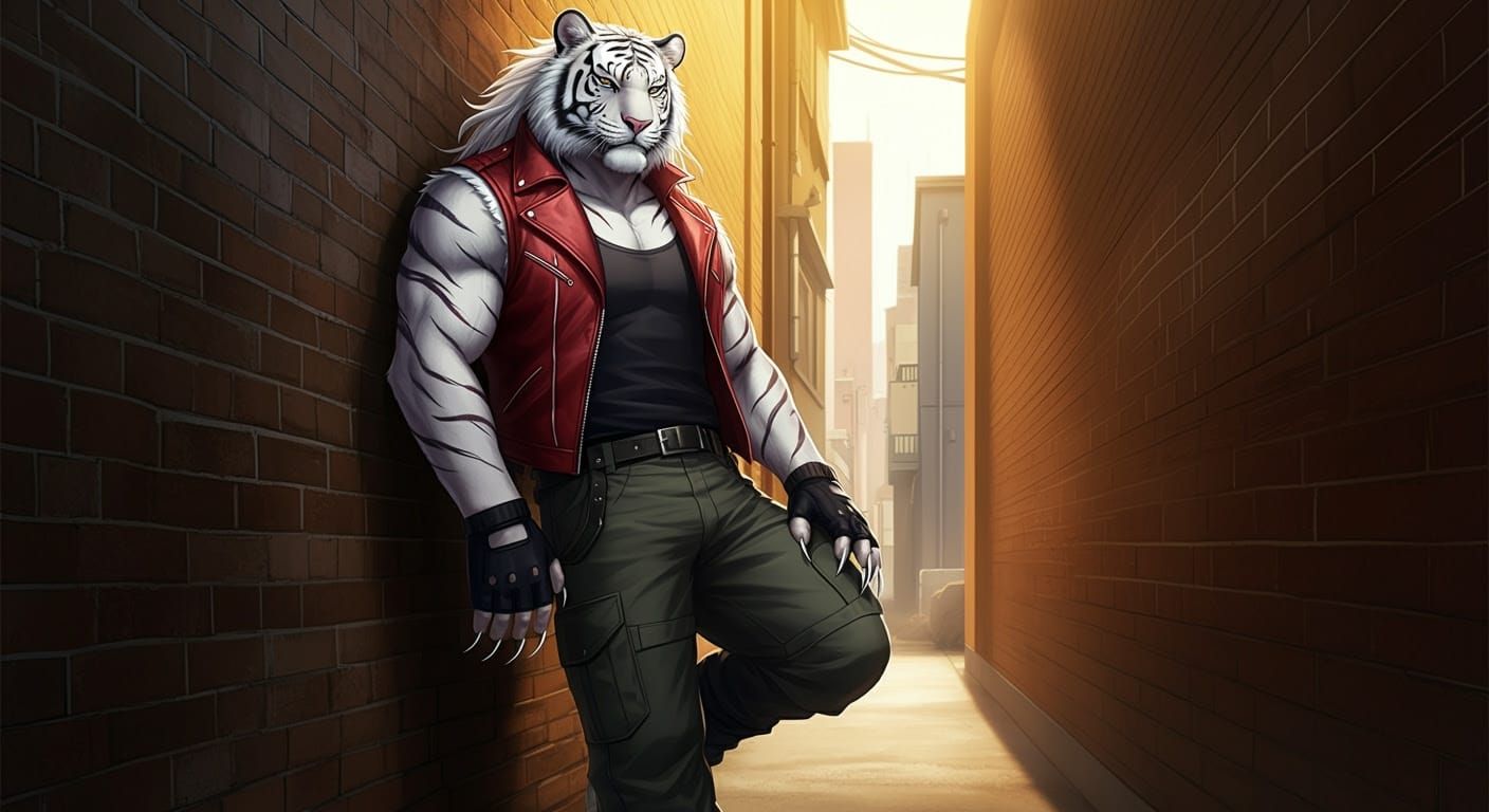 Tiger-Man in 90s Shonen Anime Style