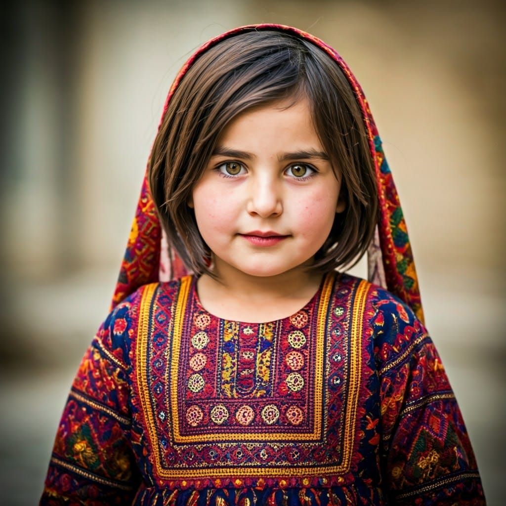 Pashtun Girl in Traditional Dress: Portrait