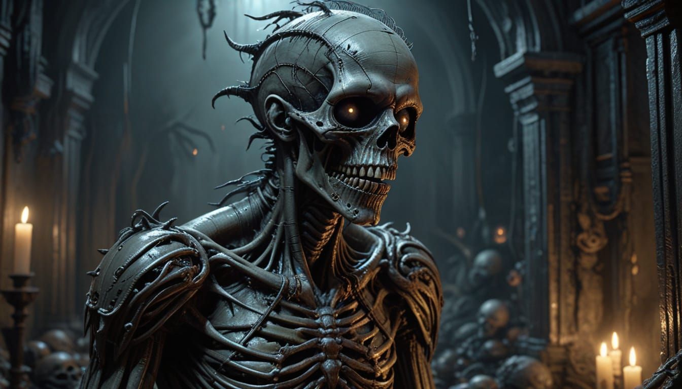 Gothic Halloween Horror Art in Burton Style