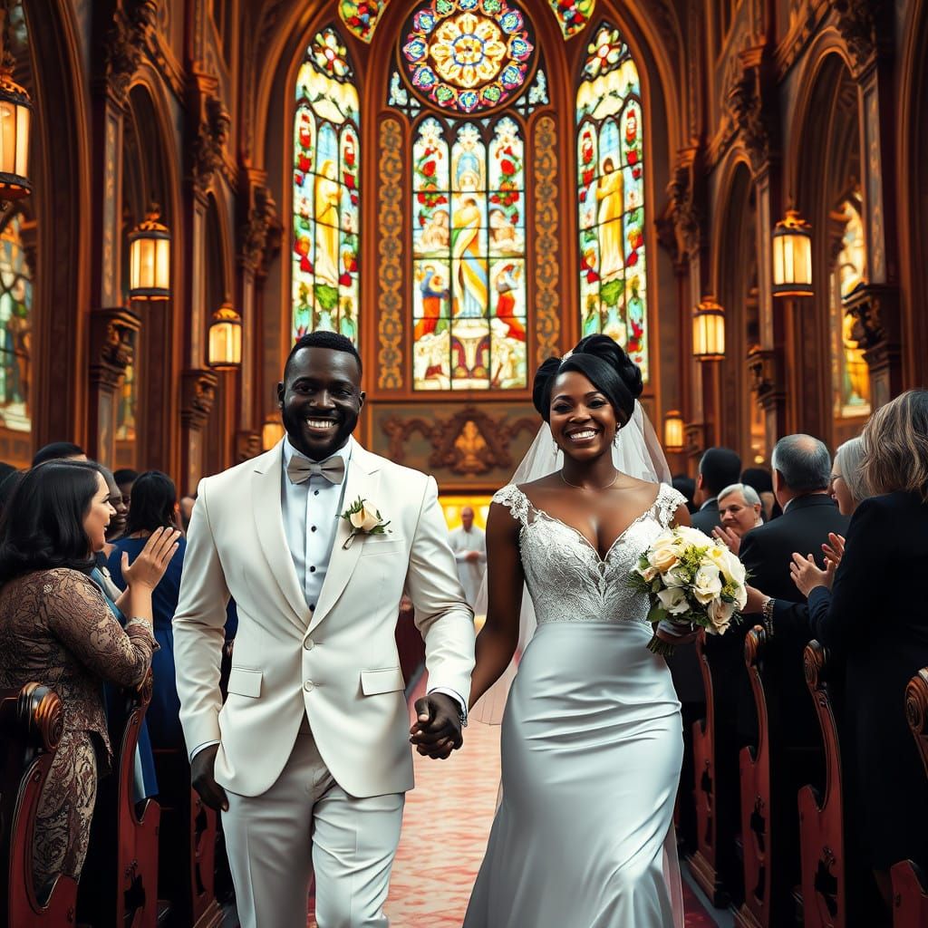 Joyful Wedding Celebration in Mixed Media Style