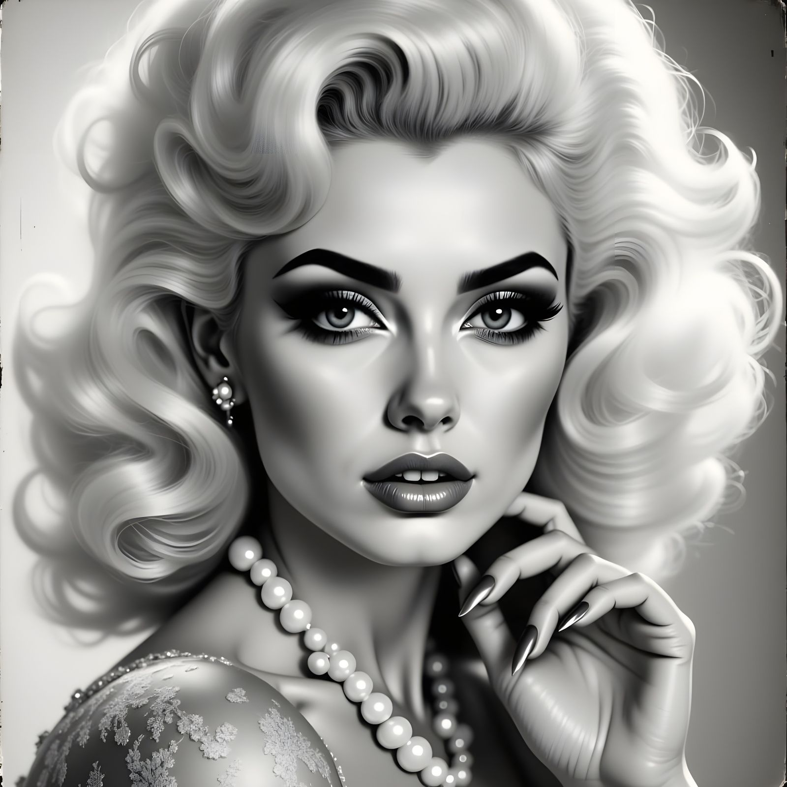 Glamorous Platinum Blonde Woman in Dramatic Black and White ...