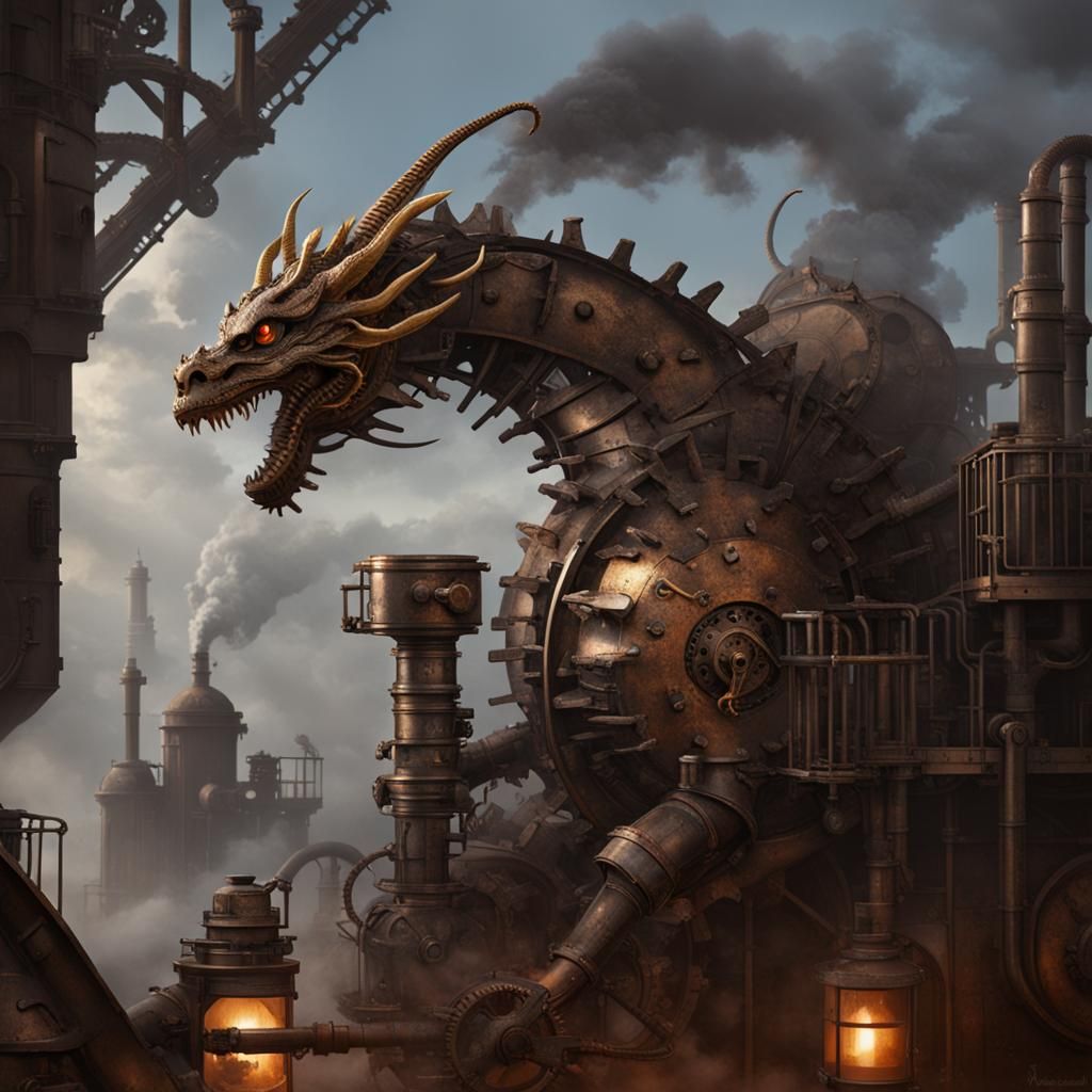 Steampunk mechanical dragon