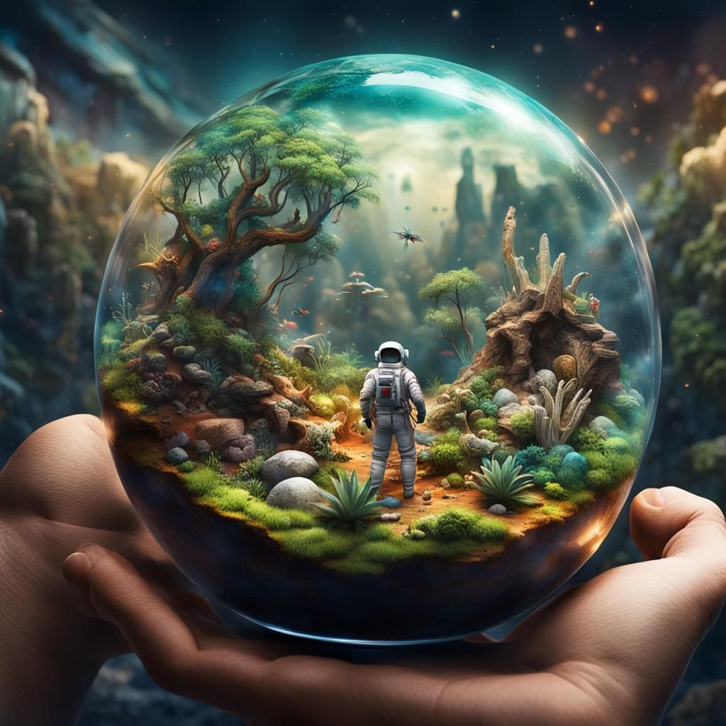 Terrarium Oasis in Barren Wasteland: Digital Matte Painting