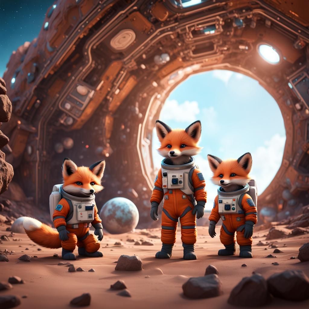 Fox Cubs Building Base on Alien Planet