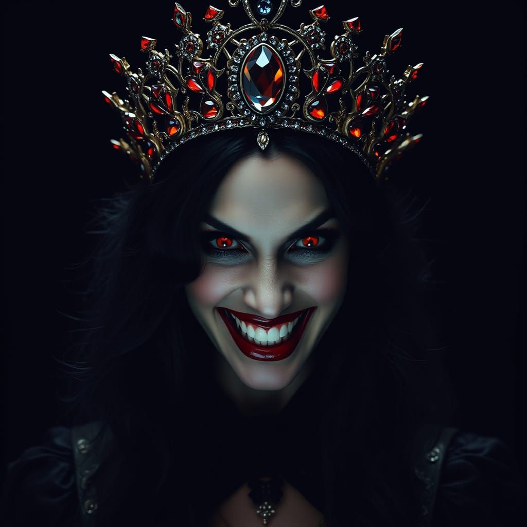 Ethereal Vampire Queen in Dark Cinematic Splendor