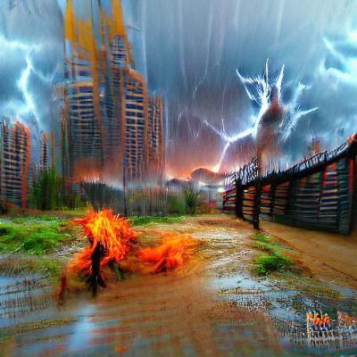 Fiery Dystopian Destruction: A Post-Apocalyptic Concept