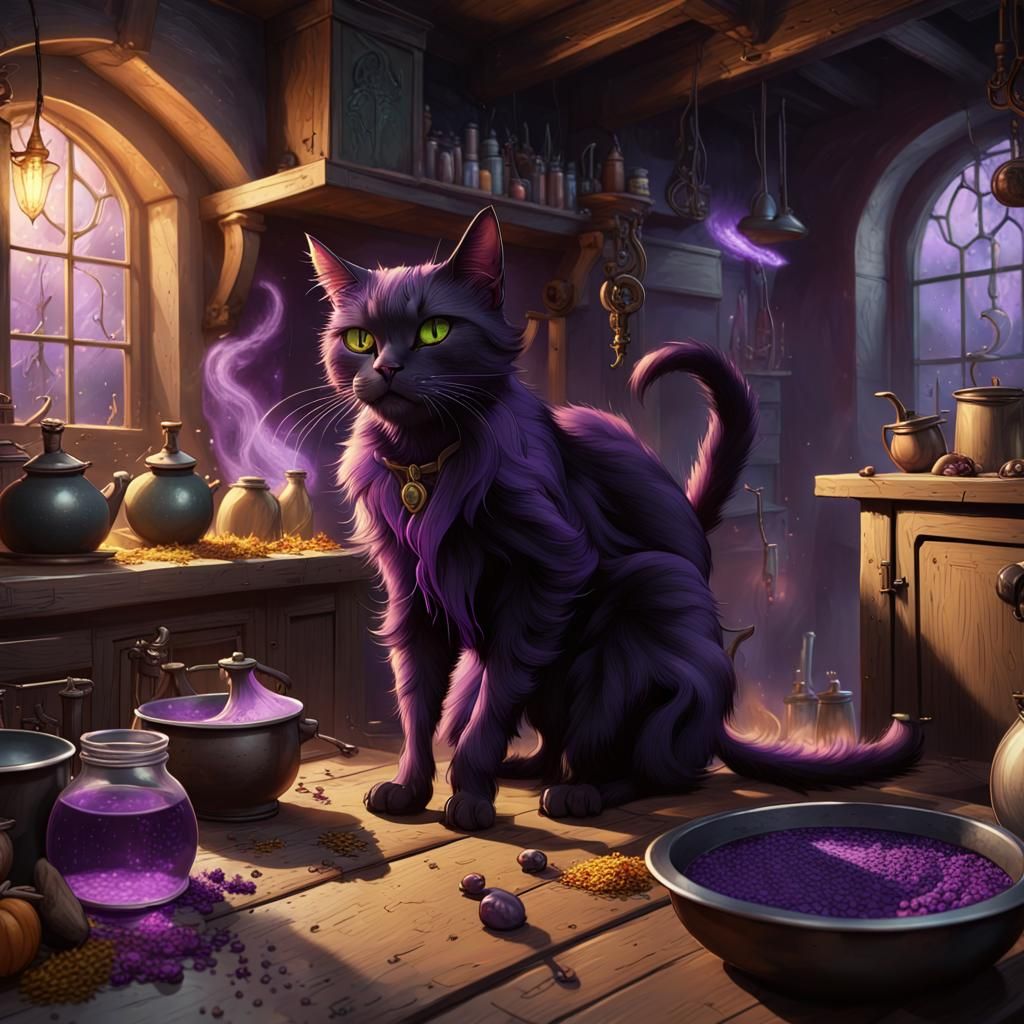 Black Cat Mischief in Witch's Kitchen