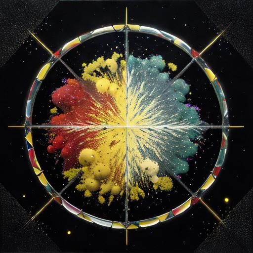 Murano Glass Shards in Fiery Galaxy Vortex