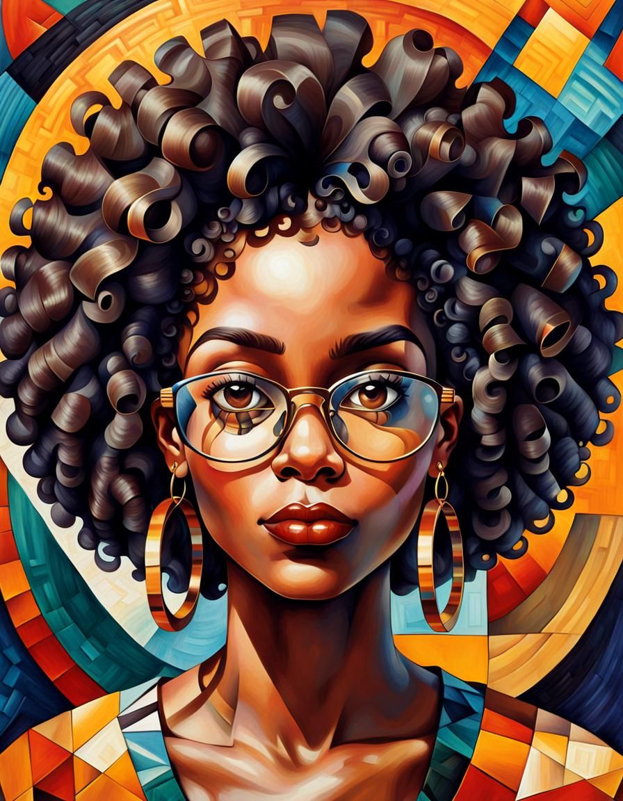 Stylized Portrait Merging Cubism, Expressionism, and Baroque