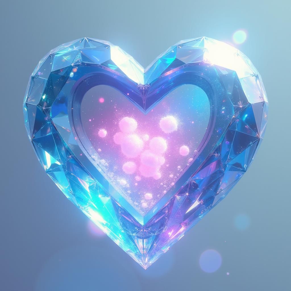 Heart Diamond with Shiny Surface in 3D Anime Style