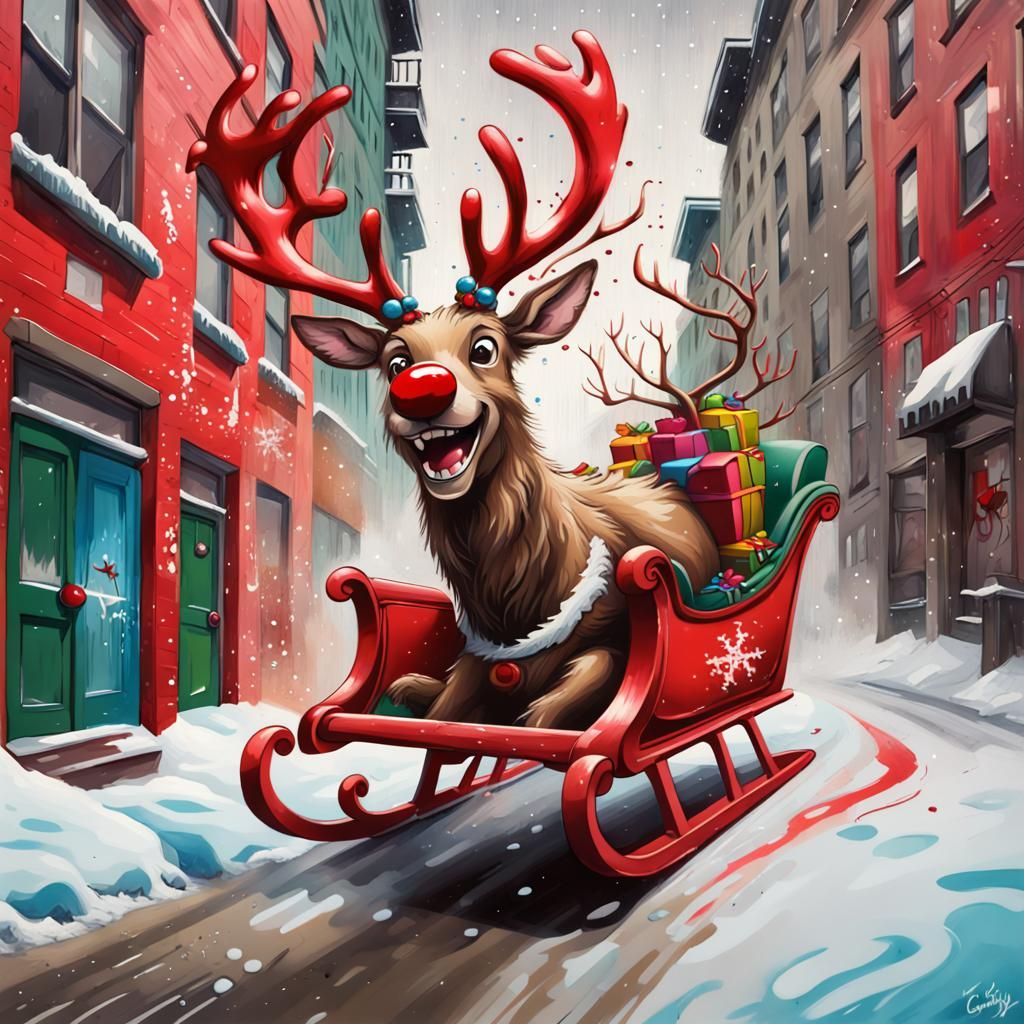 Rudolph the Red-Nosed Reindeer in Graffiti Art