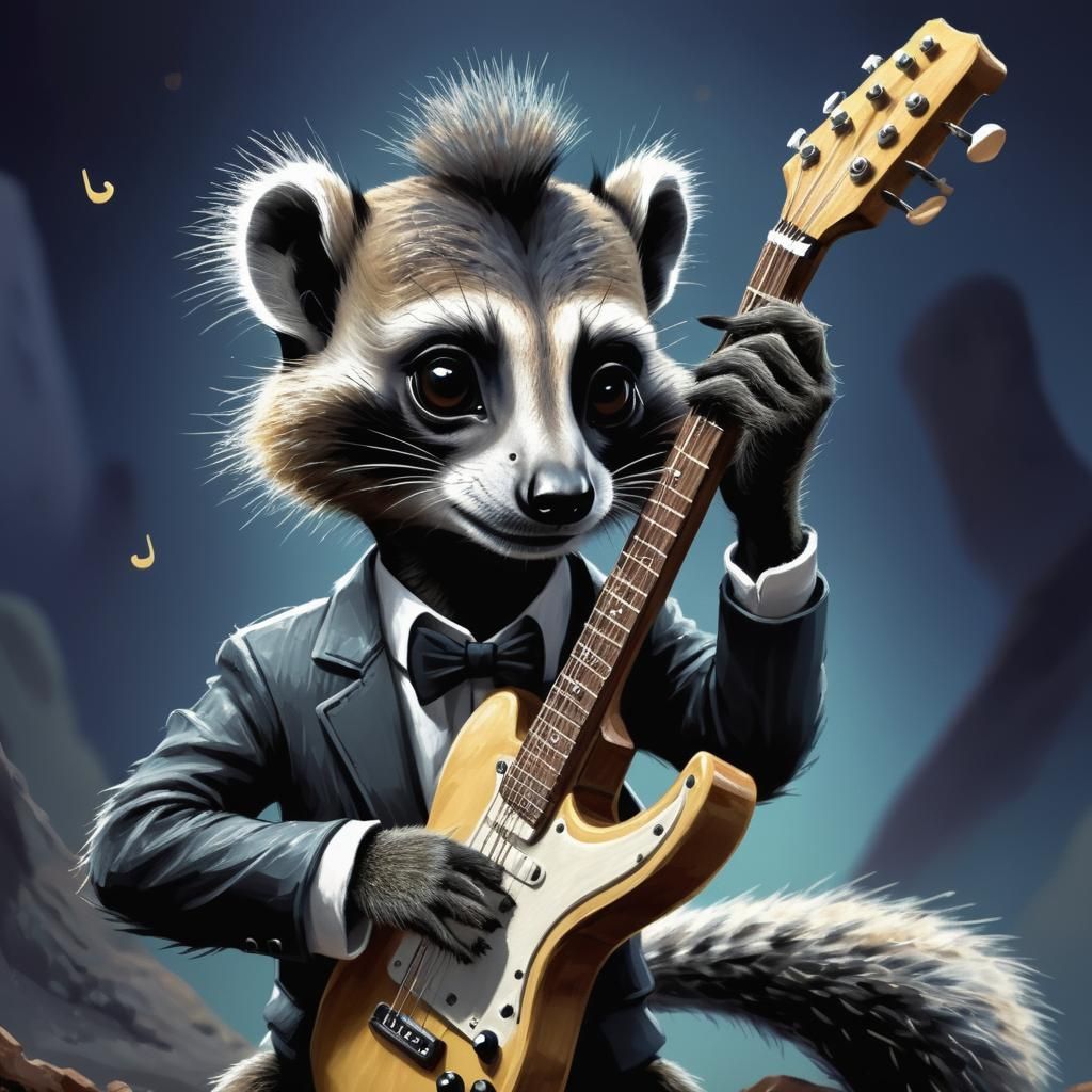 Cute Meerkat Playing Guitar