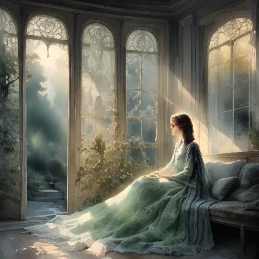 Sun Summoner in Ominous Garden, Fantasy Art