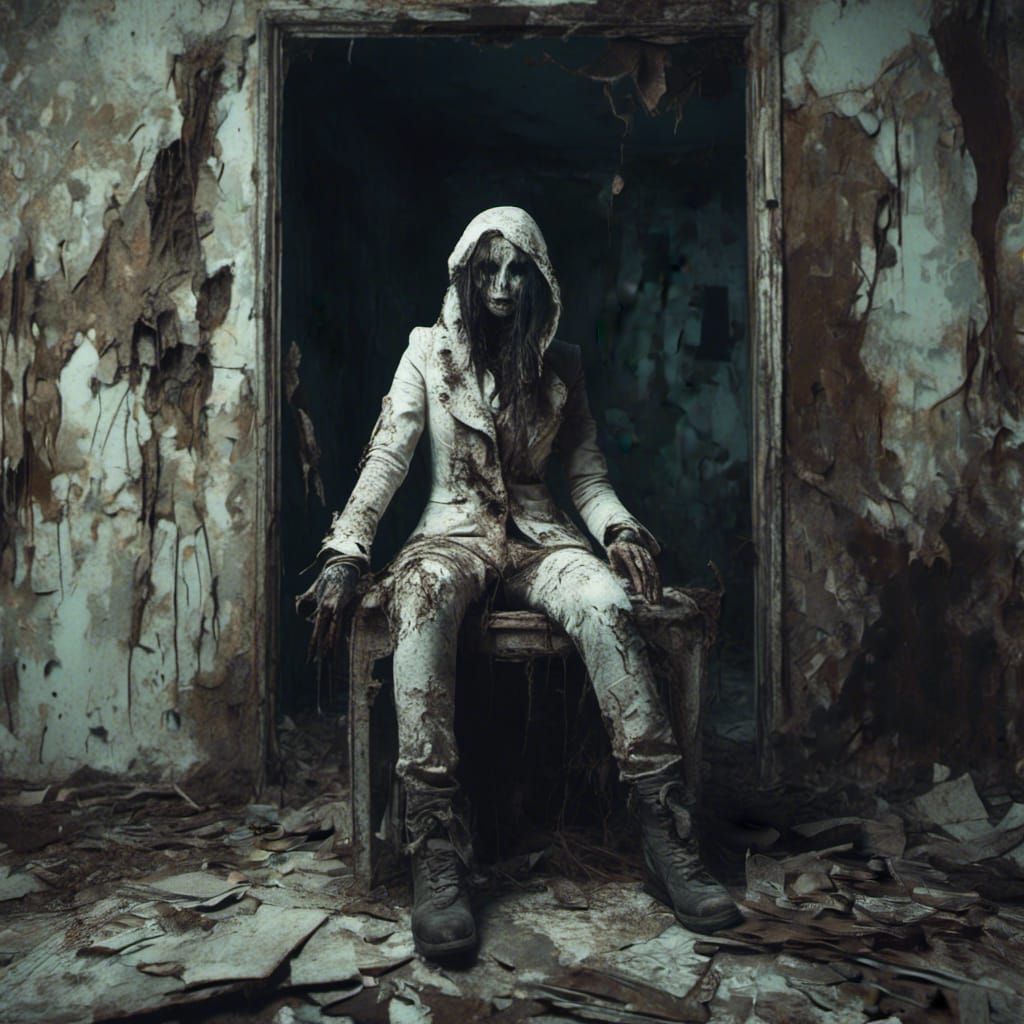 Creepy Woman with Tattoos in Macabre Dark Fantasy Style