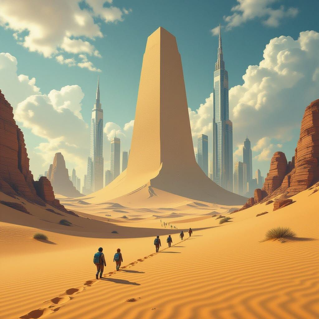 Surreal Desert of Skyscraper Sand Grains