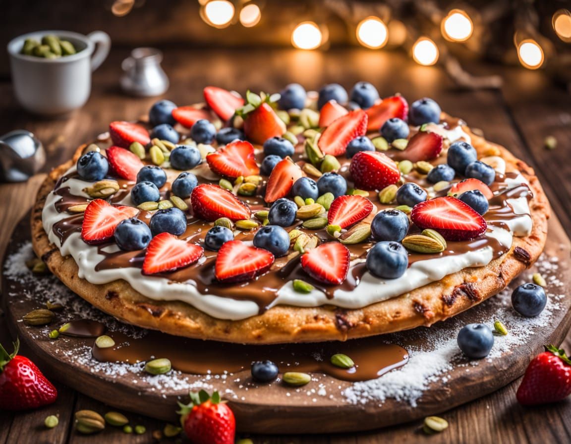 Decadent Dessert Pizza with Fruit and Caramel