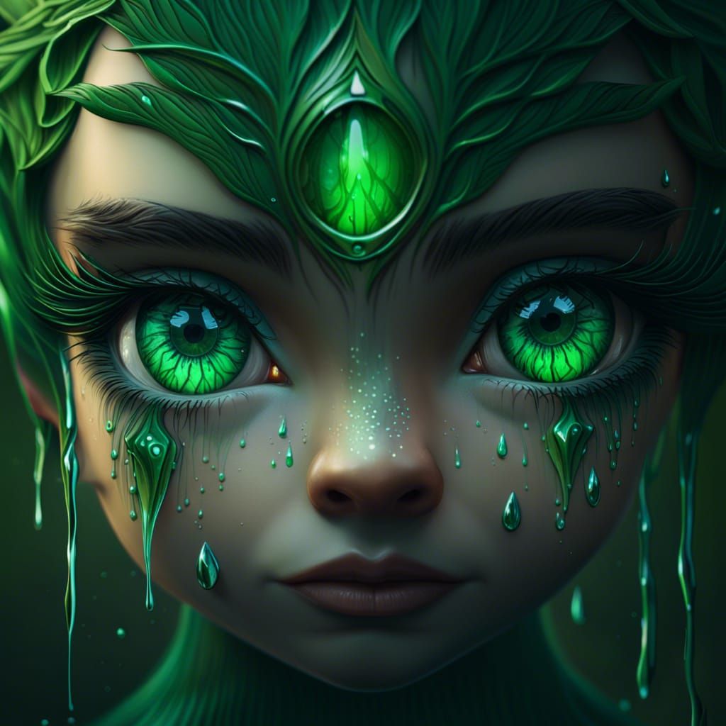 Eye Crying Green Tears: Detailed Matte Painting