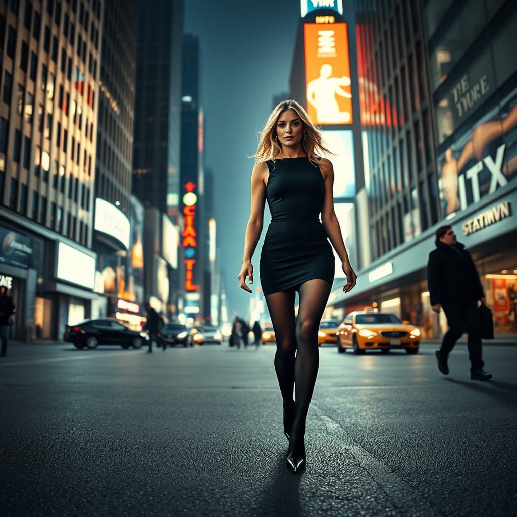 Blonde Woman in City Streets, Fashionable and Moody