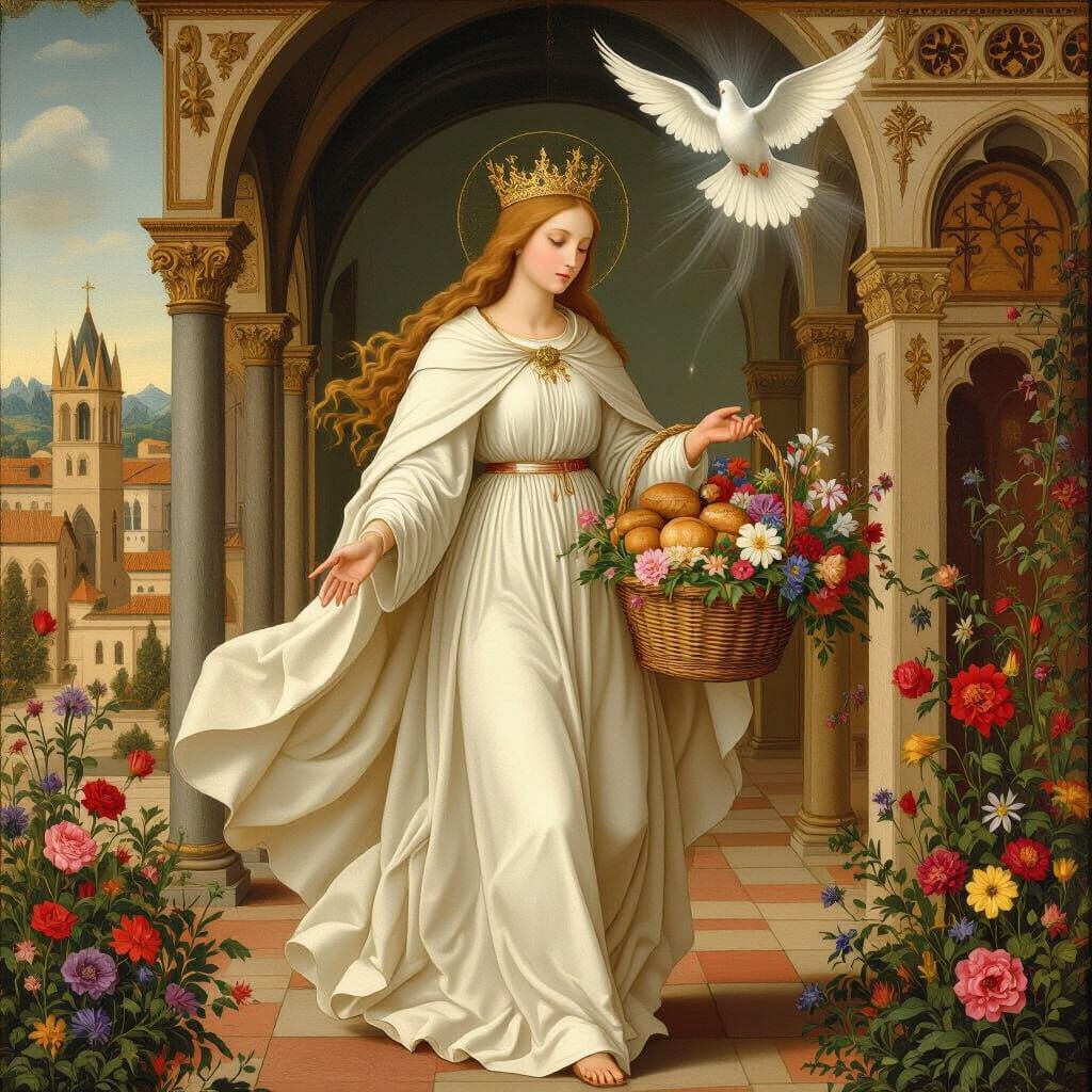 Saint Elizabeth Distributes Bread and Flowers