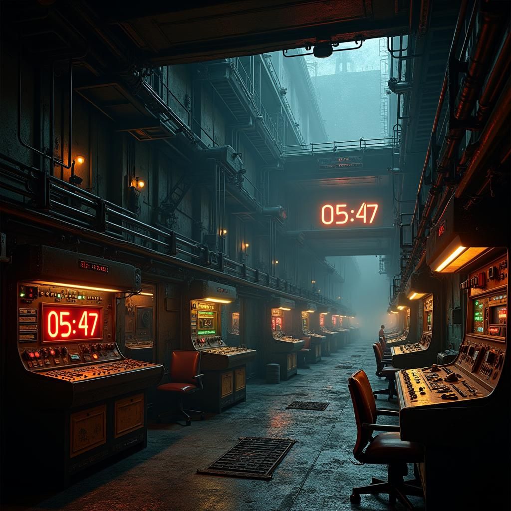 Futuristic Mining Facility with Countdown Timer