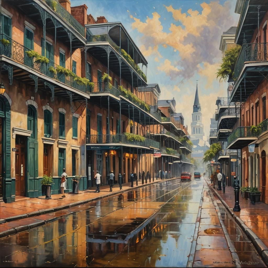 New Orleans French Quarter Oil Painting