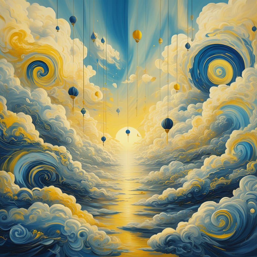 Dreamlike Surreal Portrait with Swirling Clouds