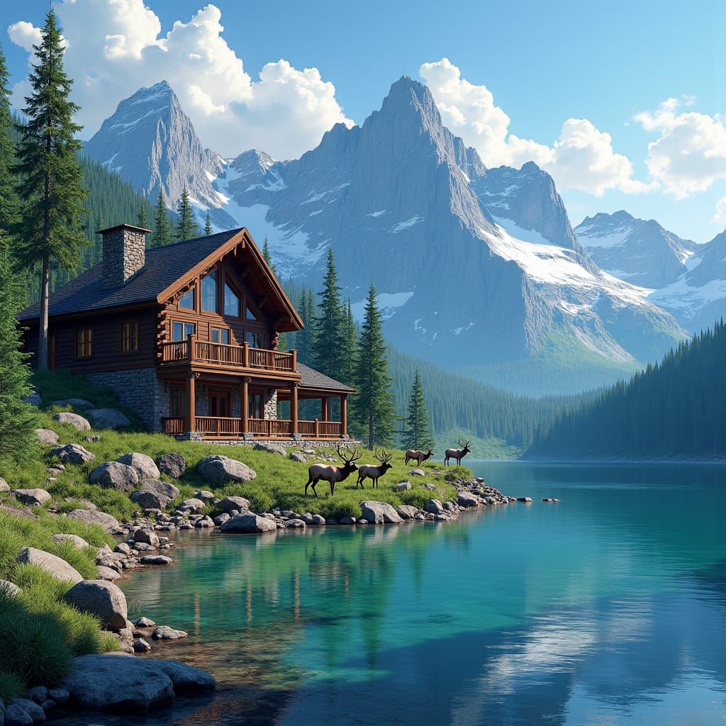 Majestic Mountain Cabin on Turquoise Lake: Romantic Landscap...