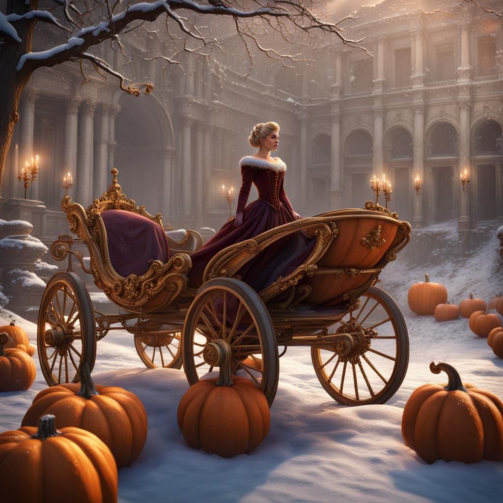 Cinderella's Snowy Ride Through Rome: Matte Painting