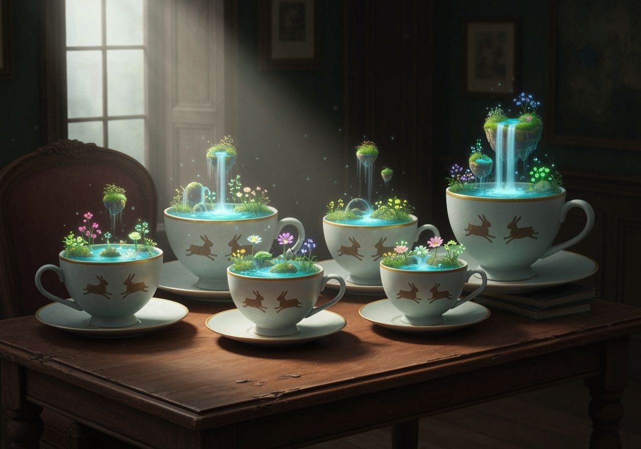 Enchanted Teacups With Miniature Worlds